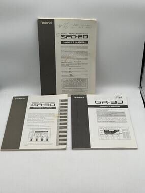 Vintage Roland Owner Manual Lot-SPD-20 Percussion Pad, GR-30/GR-33 Synthesizers